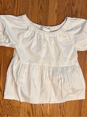 kate spade white elastic-neck blouse